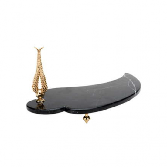 Drops Cheese Plate - White Marble / Gold Plated Drops Cheese Plate - White Marble / Gold Plated