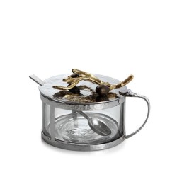 Michael Aram Olive Branch Gold Condiment Container w/ Spoon Michael Aram Olive Branch Gold Condiment Container w/ Spoon