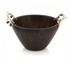 Michael Aram Olive Branch Gold Wood Bowl