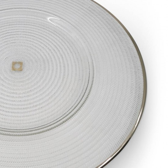 Supla Pür Halka Desen 32cm Platin Dekor/Şeffaf Cam Supla Pür Halka Desen 32cm Platin Dekor/Şeffaf Cam