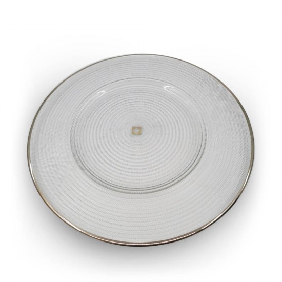 Supla Pür Halka Desen 32cm Platin Dekor/Şeffaf Cam Supla Pür Halka Desen 32cm Platin Dekor/Şeffaf Cam