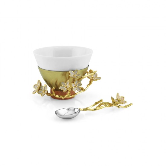 Cherry Blossom Porcelain Small Bowl with Spoon Cherry Blossom Porcelain Small Bowl with Spoon