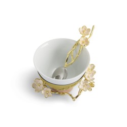 Cherry Blossom Porcelain Small Bowl with Spoon