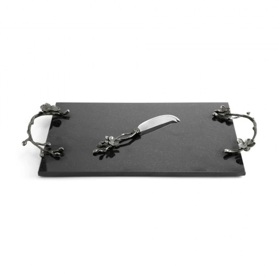 Black Orchid Cheese Board w/ Knife - LG Black Orchid Cheese Board w/ Knife - LG