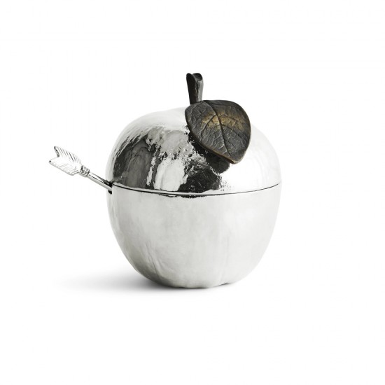 Apple Honey Pot w/ Spoon Nickelplate Apple Honey Pot w/ Spoon Nickelplate