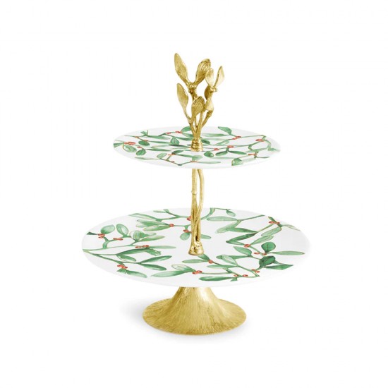 Mistletoe 2-Tier Porcelain Etagere