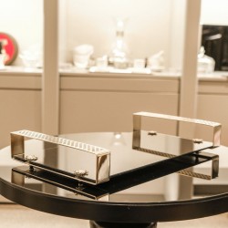 Black Pearl Tray Black Glass