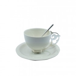 Secret Tea Cup Set For 2 Silver Plated Secret Tea Cup Set For 2 Silver Plated