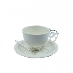 Secret Tea Cup Set For 2 Silver Plated Secret Tea Cup Set For 2 Silver Plated